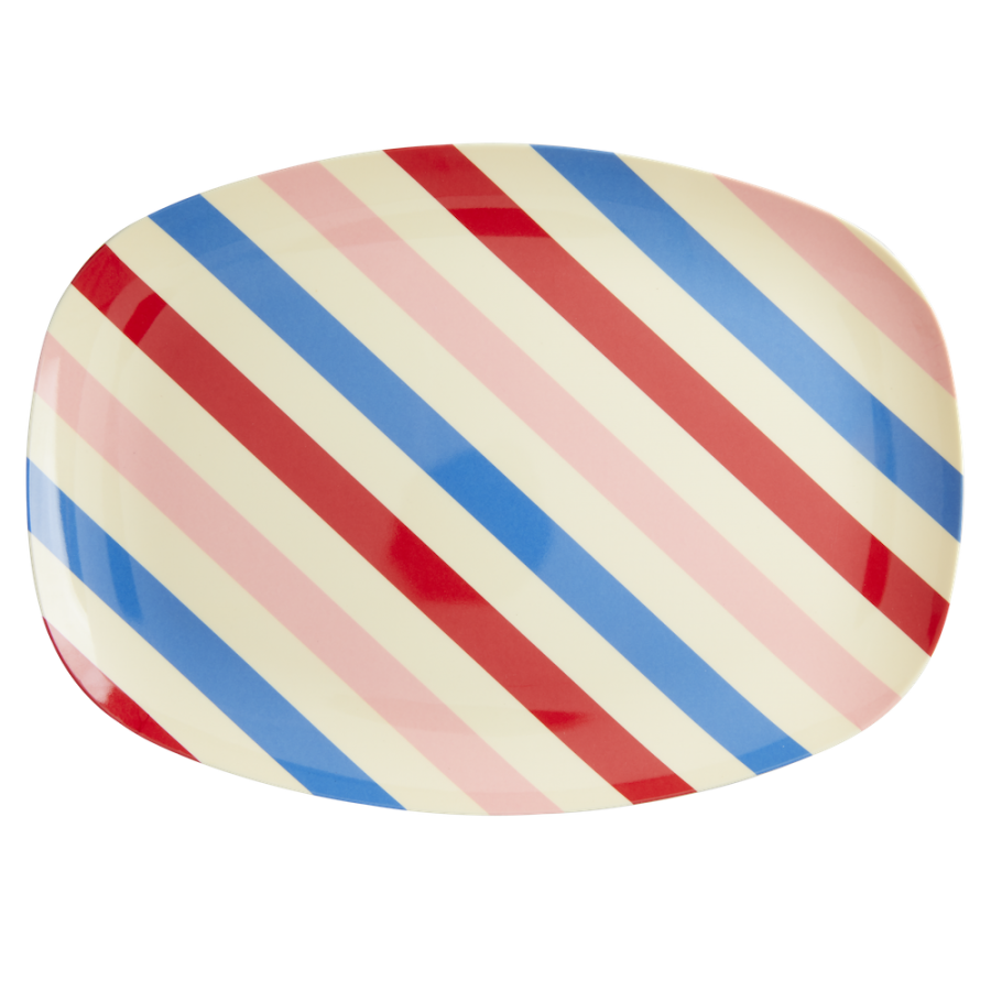 Candy Stripe Print Rectangular Melamine Plate By Rice DK